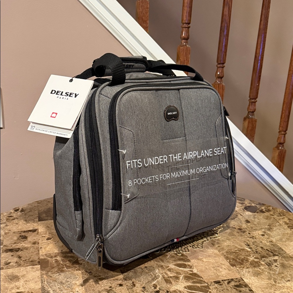 Delsey Paris Depart 2.0 Gray Under-Seat Travel Bag with Multiple Pockets, Wheels - Picture 3 of 16